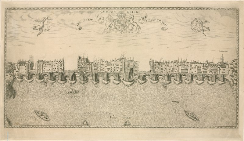 View of Old London Bridge by English School