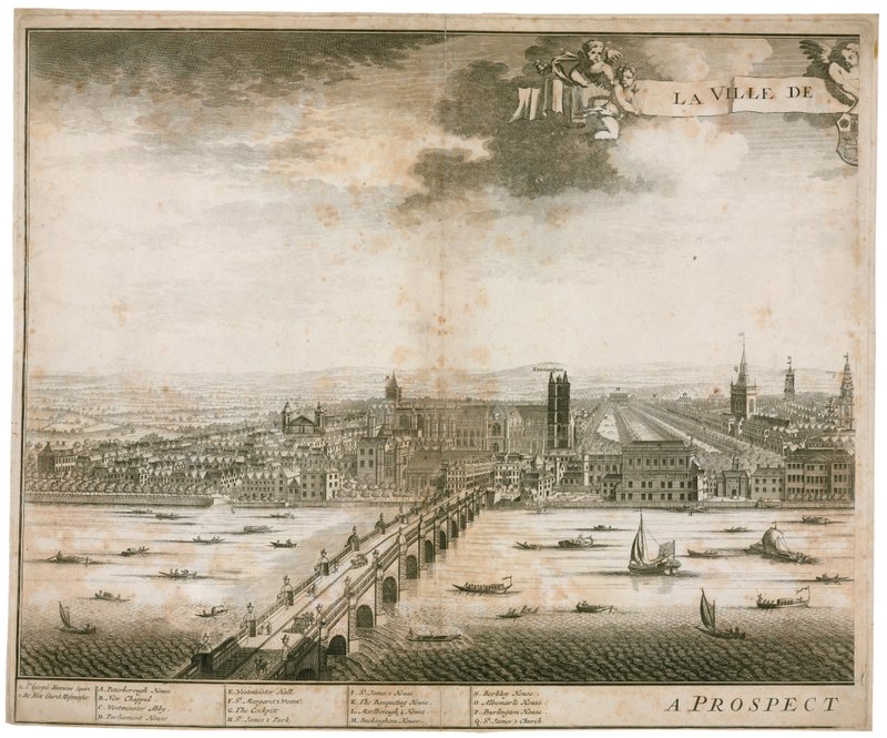 View of Westminster and Bridge by English School