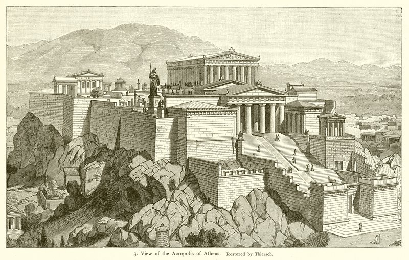 View of the Acropolis of Athens by English School