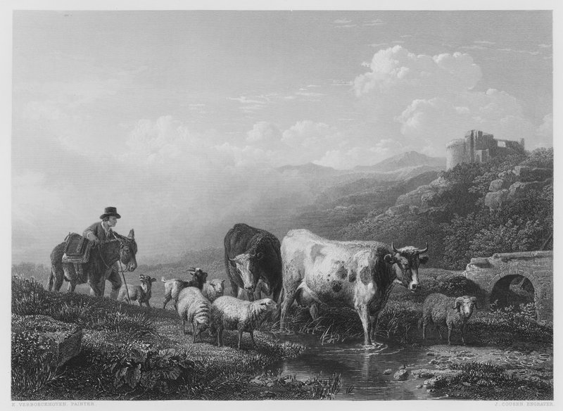 Passing the Brook by Eugene Joseph Verboeckhoven