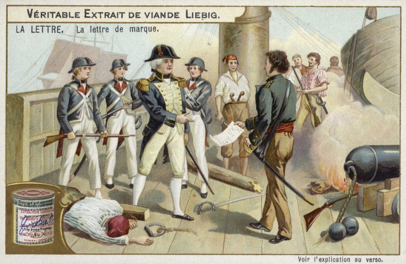 Naval Officer Receiving a Letter on a Warship by European School
