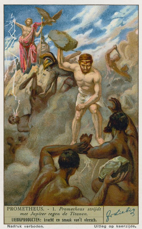 Prometheus and Zeus (Jupiter) battling the Titans by European School