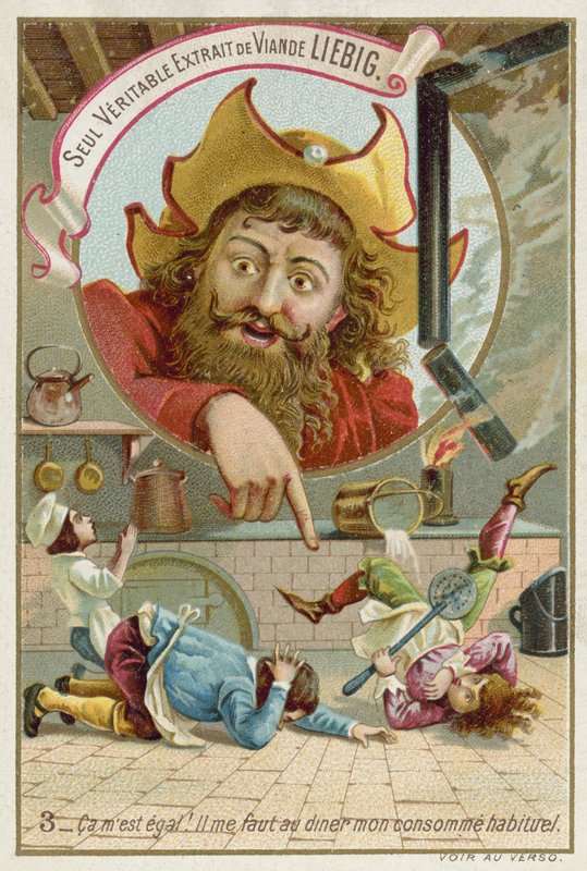 Trade card for Liebig meat extract by European School