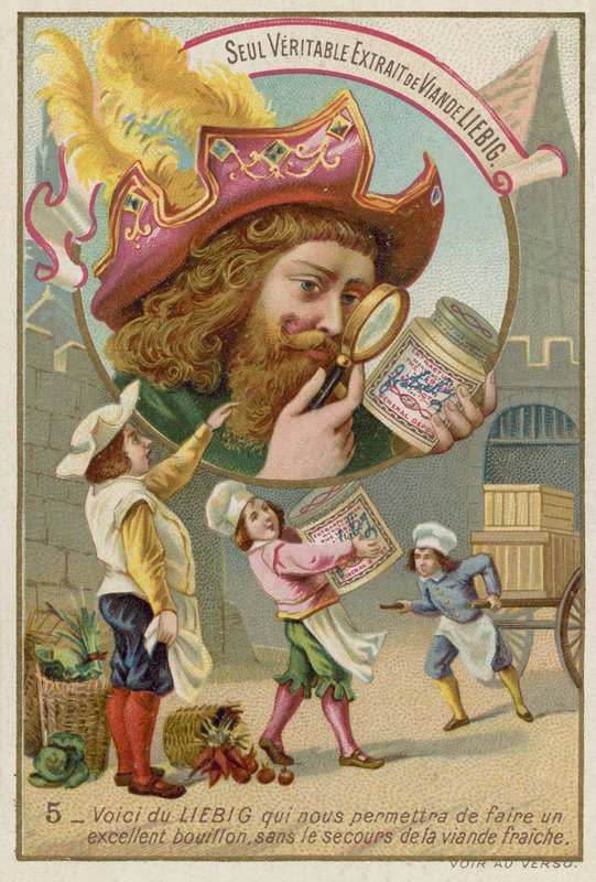 Trade card for Liebig meat extract by European School