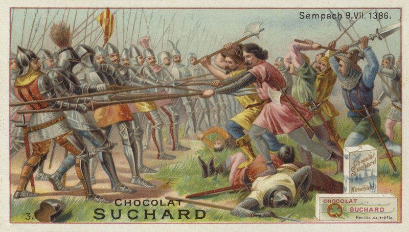 Battle of Sempach, Switzerland, 9 July 1386 by European School
