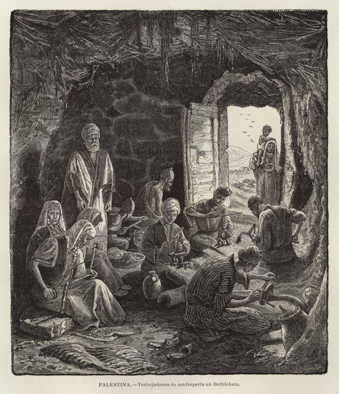 Palestine, Mother-of-Pearl Workers in Bethlehem by European School