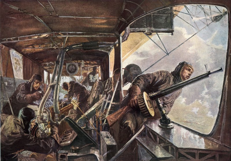 In the Back of a Zeppelin While Returning After a Successful Attack on England by Felix Schwormstadt