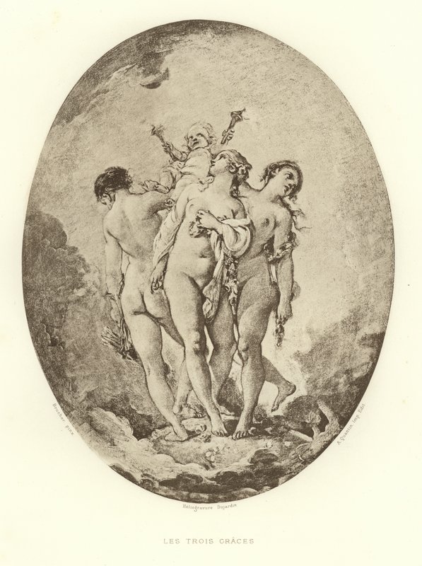 The Three Graces (engraving) by Francois (after) Boucher