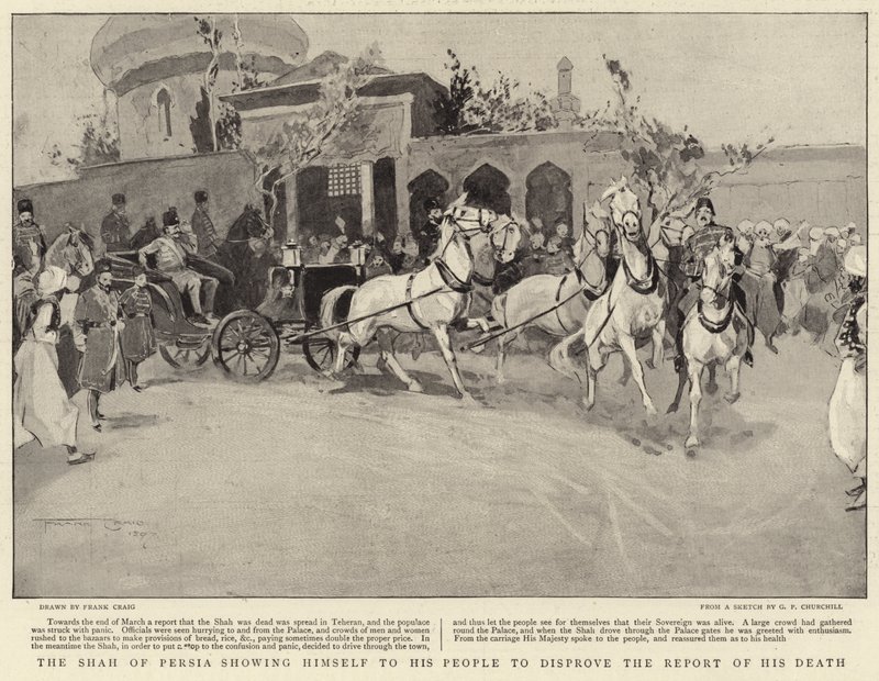 The Shah of Persia showing himself to his People to disprove the Report of his Death by Frank Craig