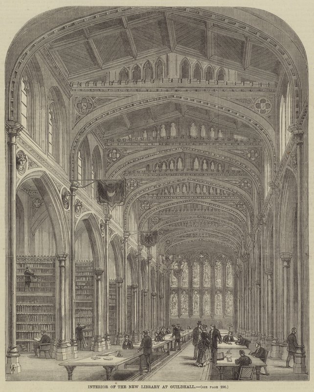 Interior of the New Library at Guildhall by Frank Watkins