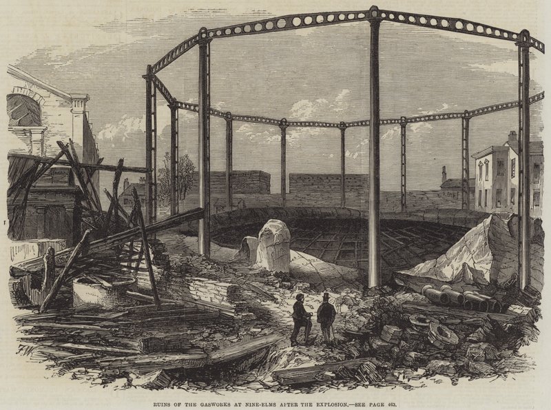 Ruins of the Gasworks at Nine-Elms after the Explosion by Frank Watkins