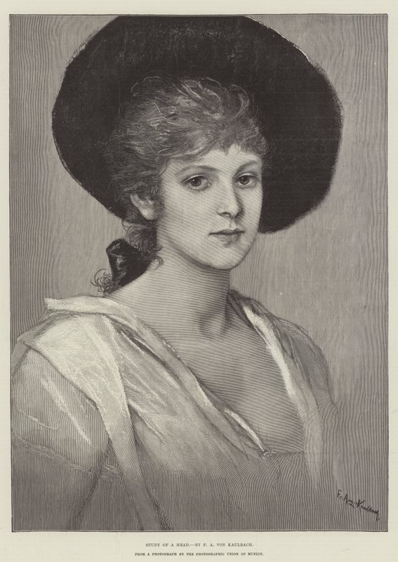 Study of a Head by Frederich August Kaulbach