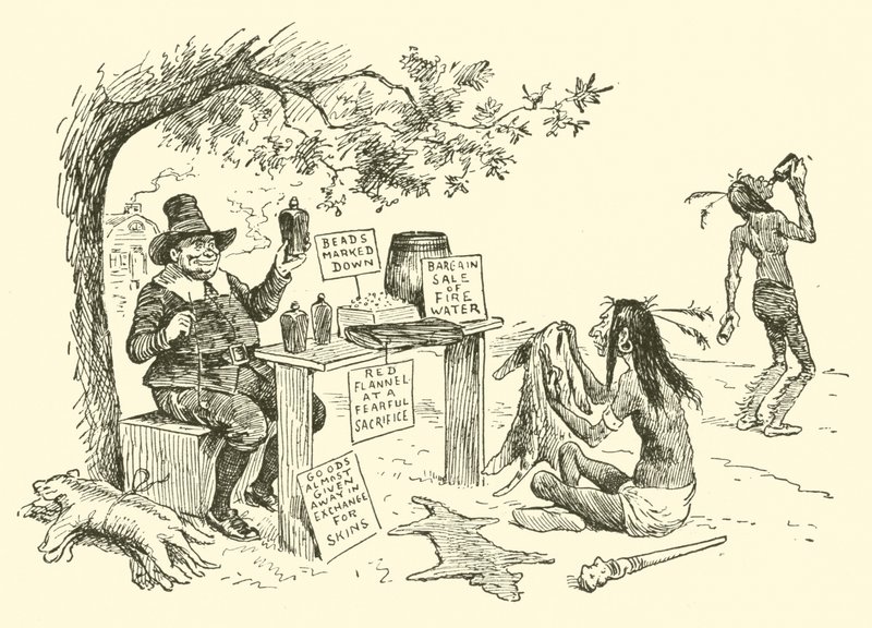 The Puritans barter with the Indians by Frederick Burr Opper