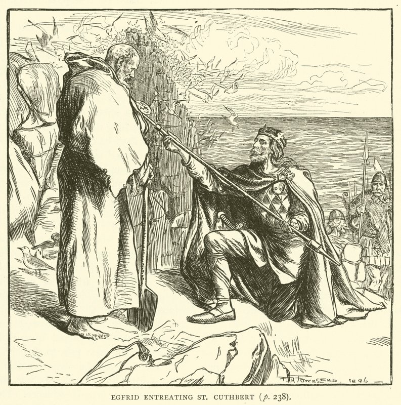 Egfrid Entreating St Cuthbert (engraving) by Frederick Henry Townsend