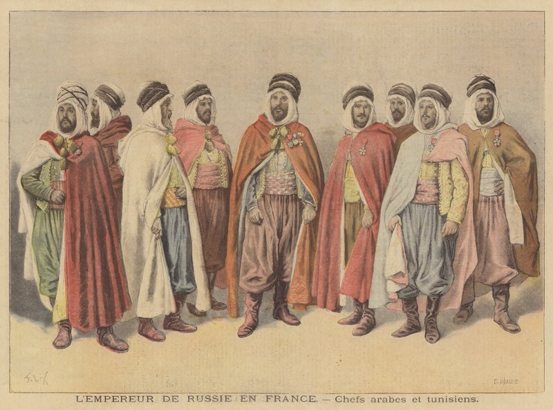 Arab and Tunisian chiefs in Paris for the visit of Tsar Nicholas II of Russia by French School
