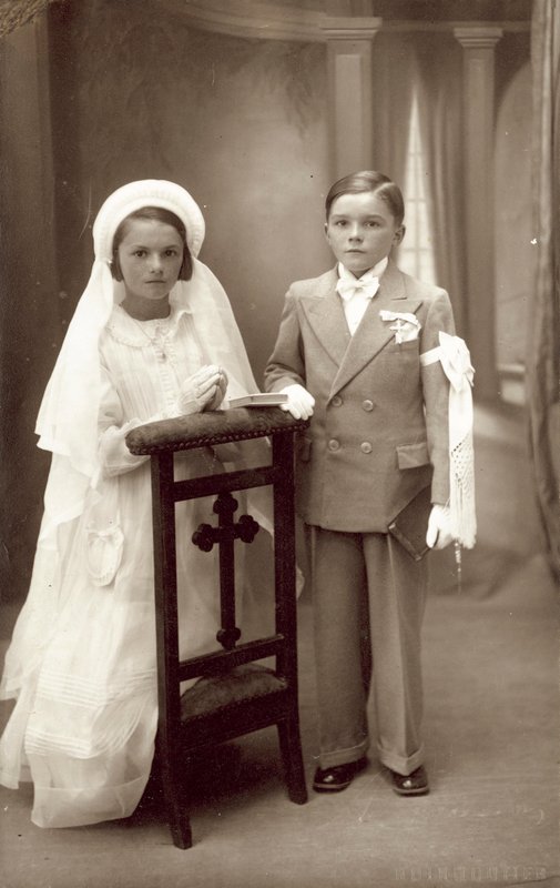 Boy and Girl at Their First Communion by French Photographer