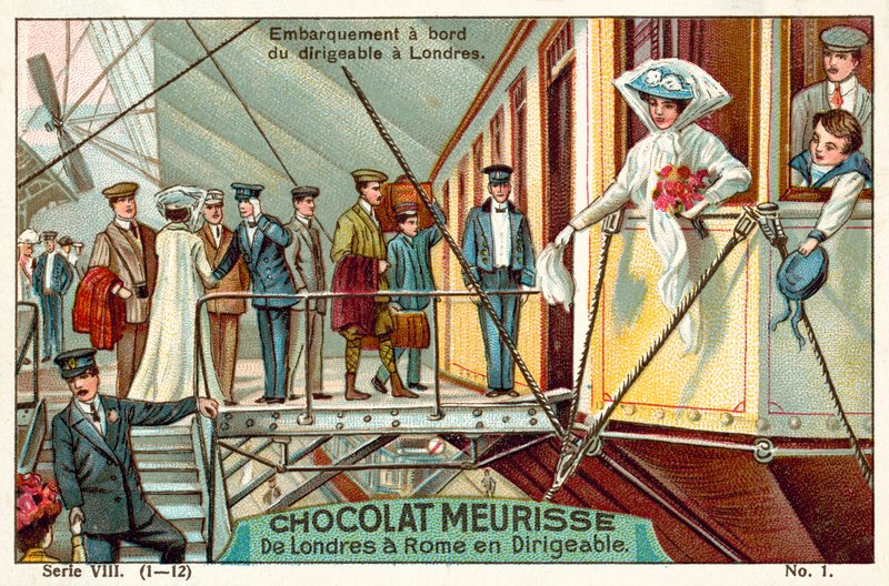 Boarding the Airship in London by French School