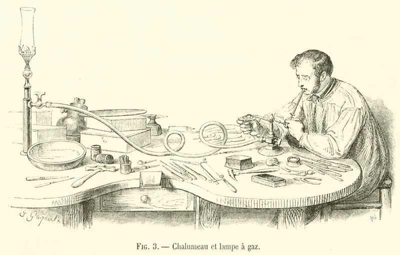 Blowtorch and Gas Lamp (engraving) by French School