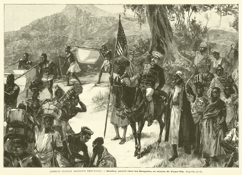 How Stanley Rejoined Emin Pasha (engraving) by French School