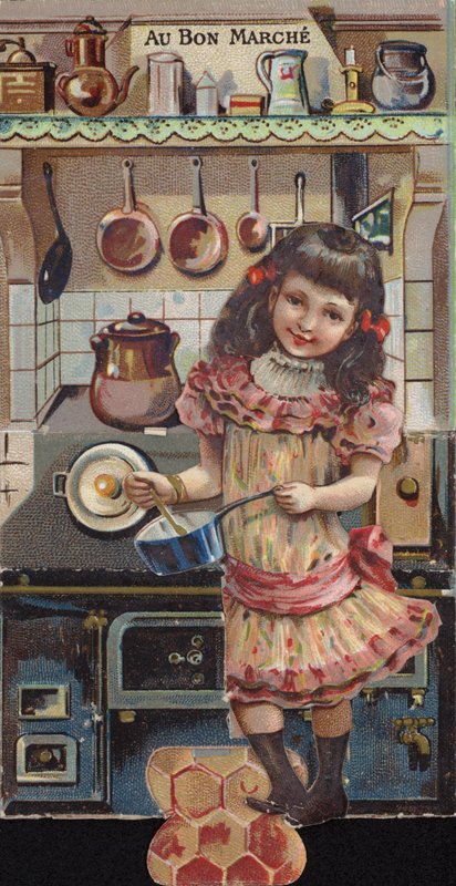 Girl Cooking in Kitchen by French School