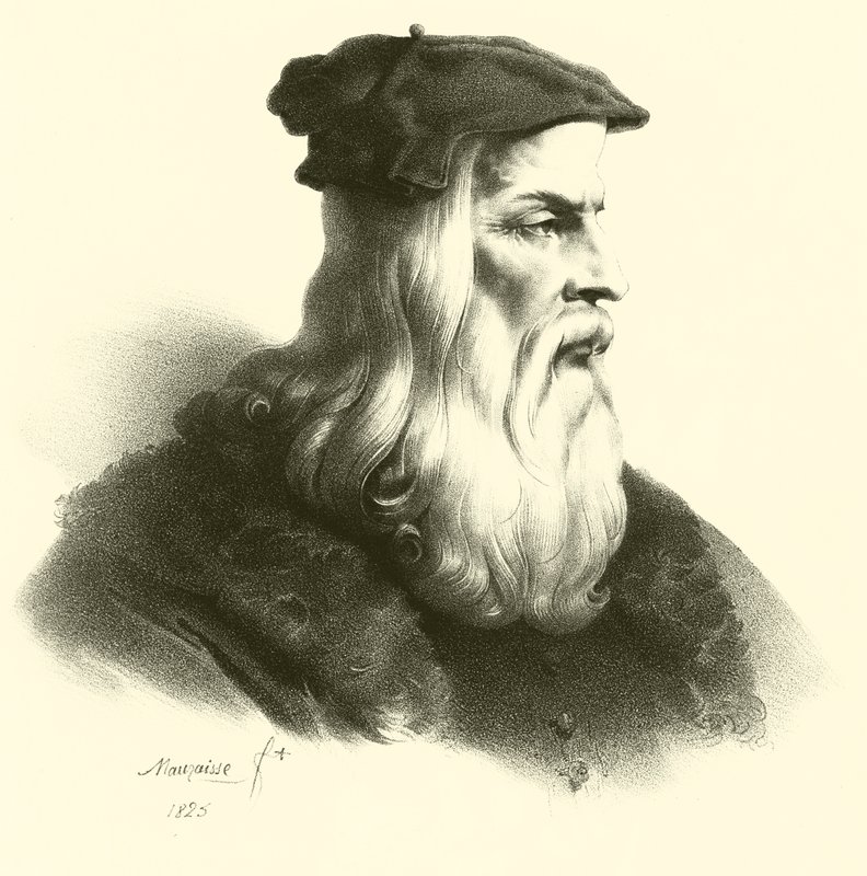 Portrait of Leonardo Da Vinci (engraving) by French School