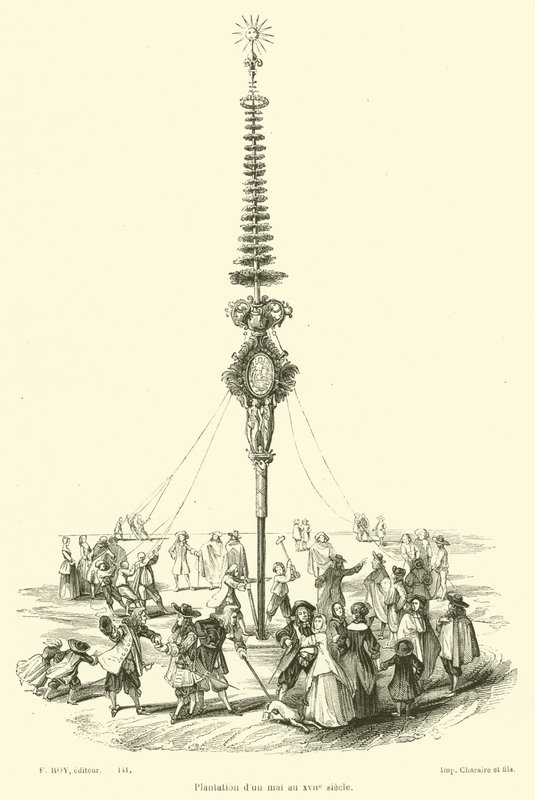 Planting a Maypole in the 17th Century by French School