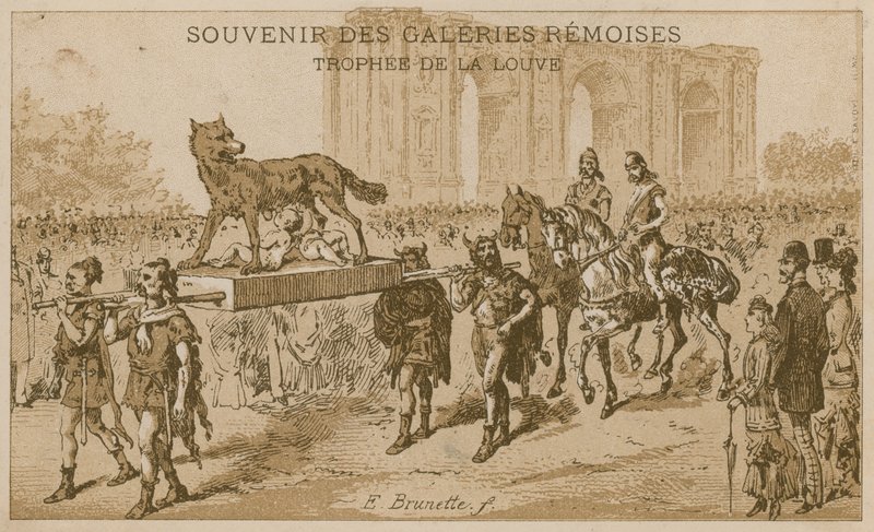 Procession carrying the Trophy of the She-wolf by French School