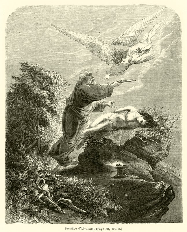 Sacrifice of Abraham (engraving) by French School