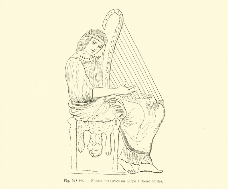 Twelve-Stringed Greek Harp by French School