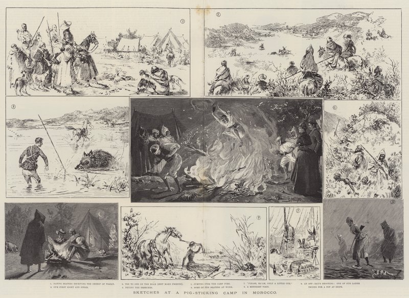Sketches at a Pig-Sticking Camp in Morocco by Gabriel Nicolet
