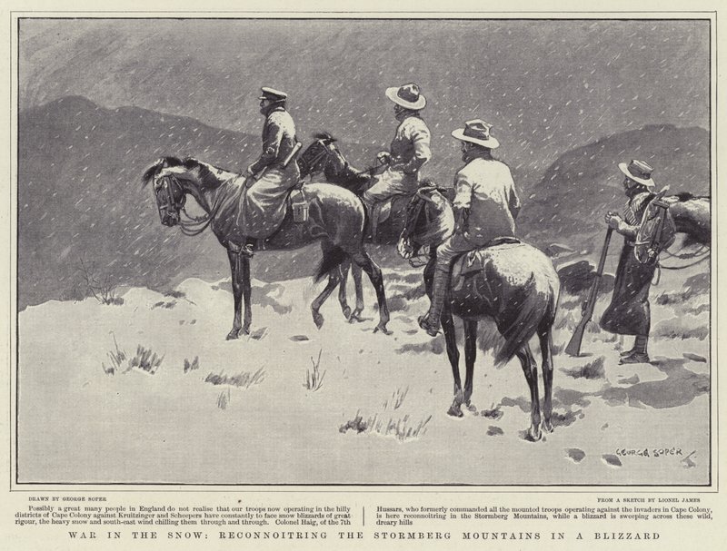 War in the Snow, reconnoitring the Stormberg Mountains in a Blizzard by George Soper