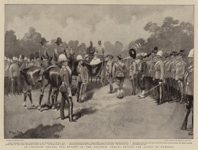 An Incident During the Review of the Colonial Troops Before the Queen at Windsor by Georges Bertin Scott