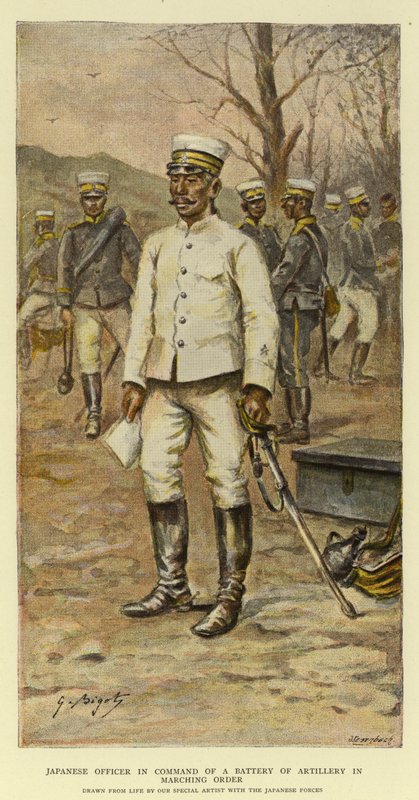 Japanese Officer in Command of a Battery of Artillery in Marching Order by Georges Ferdinand Bigot