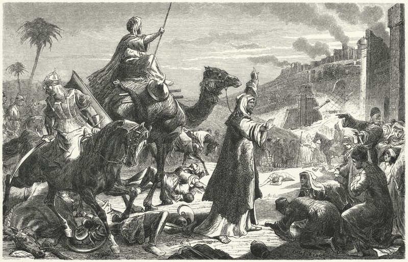Caliph Umar entering Jerusalem, 637 by German School