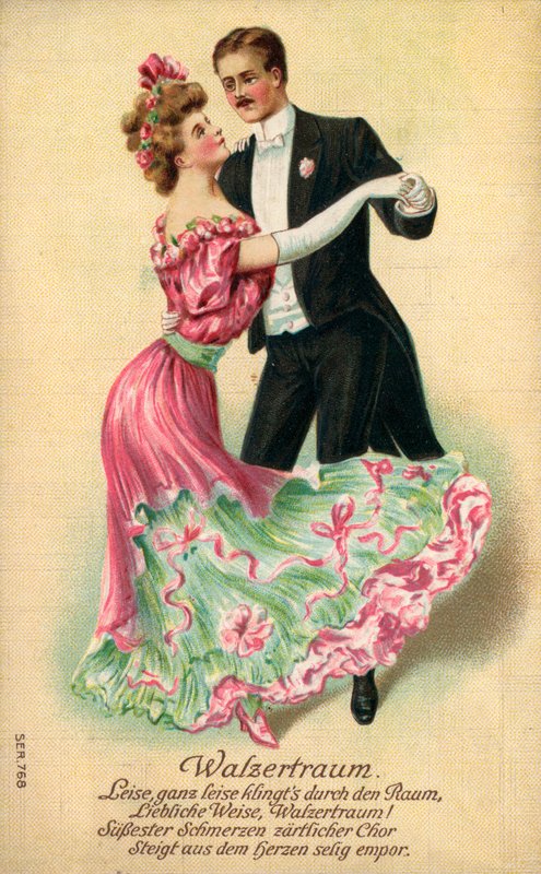 Couple dancing by German School