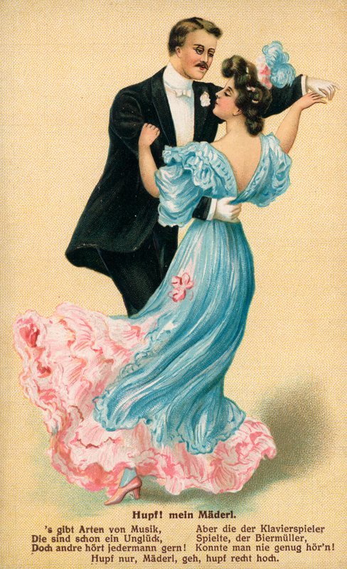 Couple dancing by German School