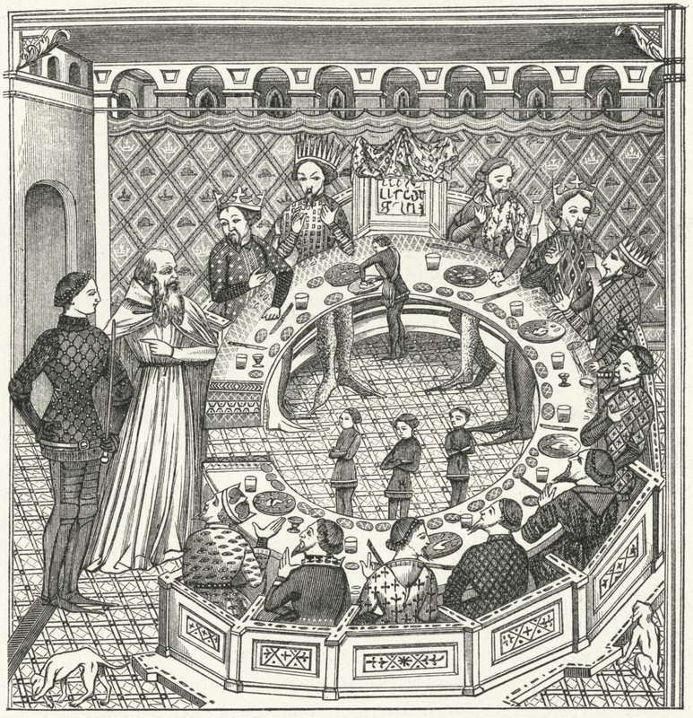 King Arthur and the Round Table (engraving) by German School