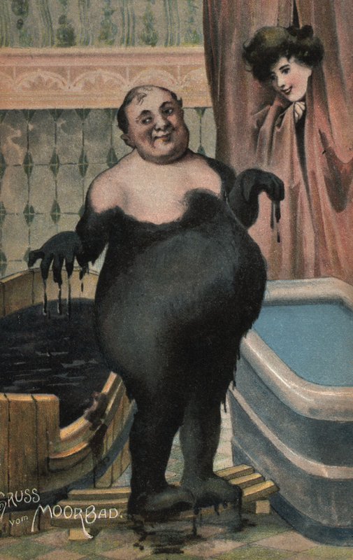 Man taking a mud bath by German School
