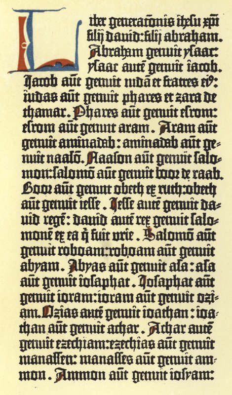 Part of a column of Gutenberg