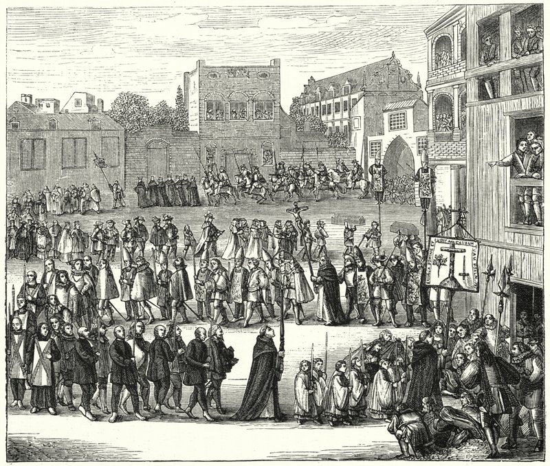 Procession to an auto-da-fe by German School