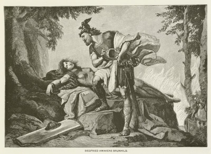 Siegfried awakens Brunhild by German School