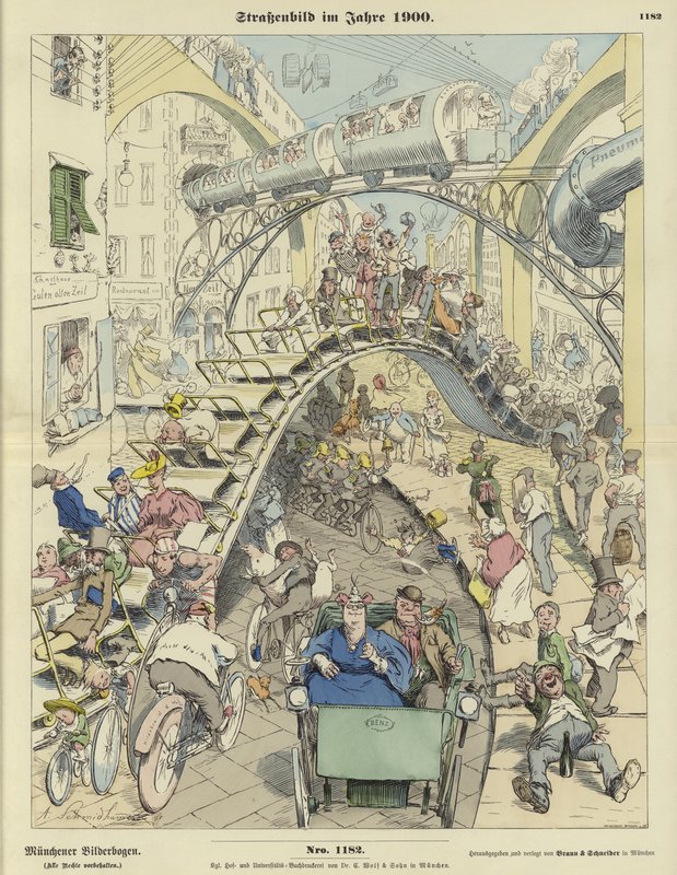 Street Scene in the Year 1900 by German School
