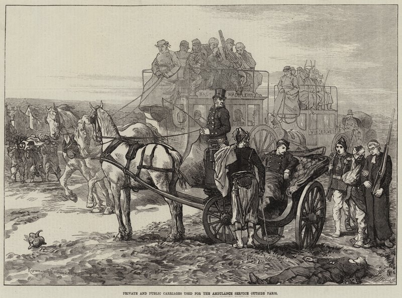 Private and Public Carriages used for the Ambulance Service outside Paris by Guillaume Regamey