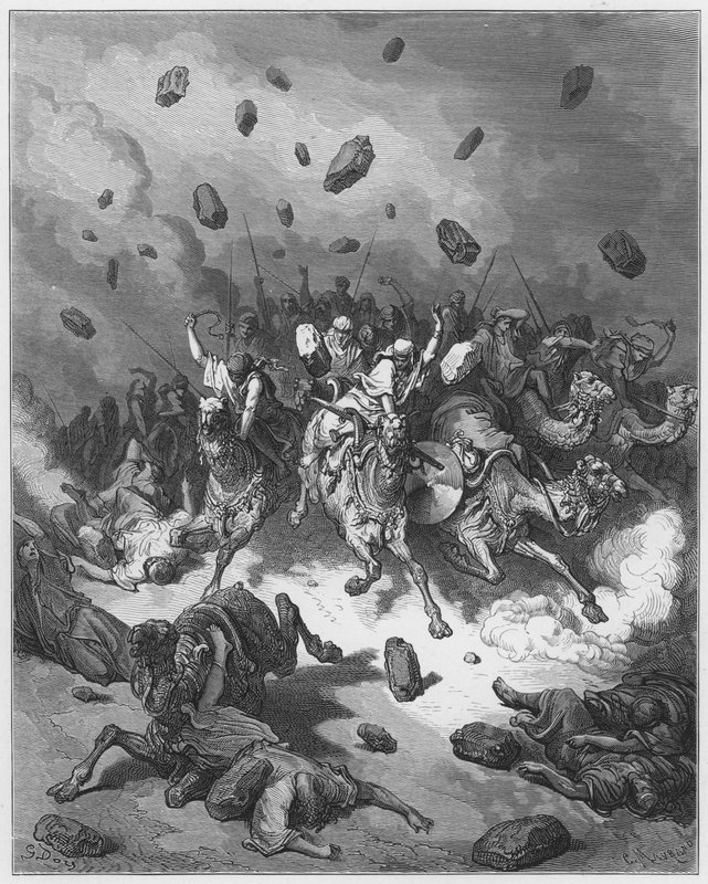 Destruction of the army of the Amorites by Gustave Dore