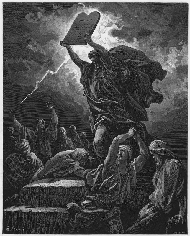 Moses breaking the Tables of the Law by Gustave Dore
