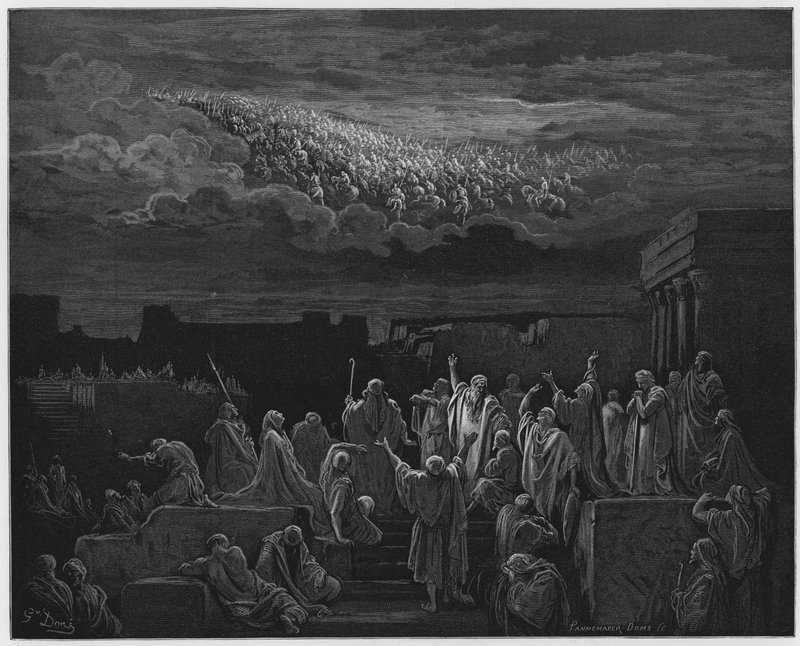 The apparition of the army in the heavens by Gustave Dore