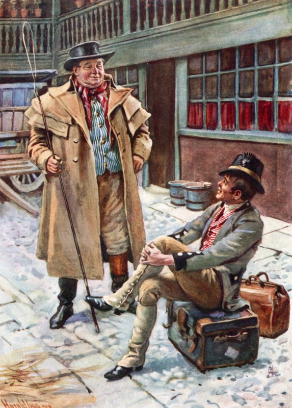 Sam Weller and His Father (Colour Lithograph) by Harold Copping