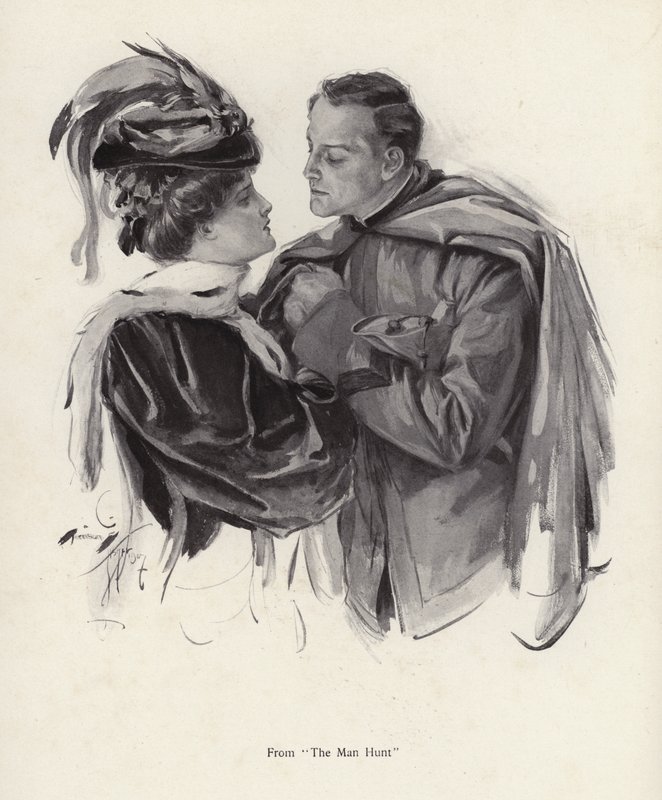 Scene from The Man Hunt by Harrison Fisher