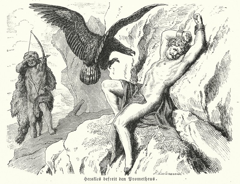 Heracles freeing Prometheus by Heinrich Leutemann