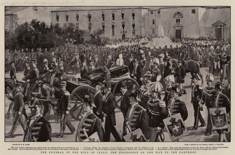 The Funeral of the King of Italy, the Procession on the Way to the Pantheon by Henry Marriott Paget